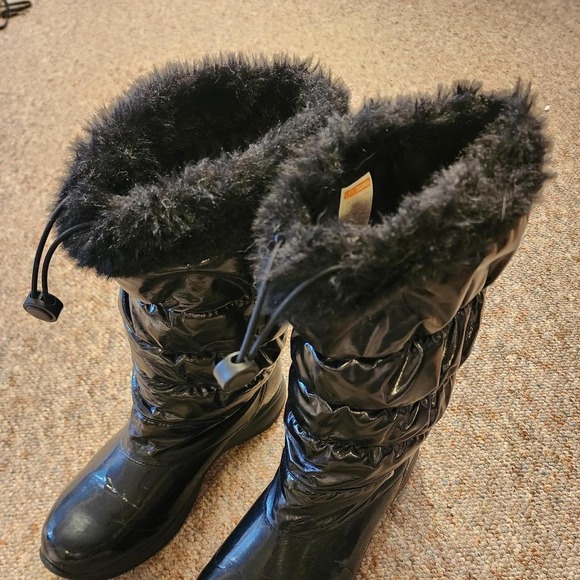 Shoes - Tecnica Juliette High WS Black Patent Quilted Faux Fur Snow Boots Womens 8